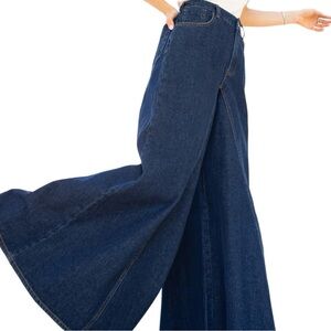 NWT XXL Wide Leg Skirted Denim Jeans